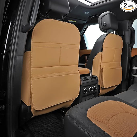 Seat Back Protector,Preventing the Impact of Children Stepping on the Seat Backrest,Beautiful appearance and easy to clean,black (Brown-2 psc)