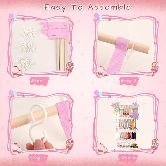 POVETIRE Headband Holder Hair Bows Organizer for Girls, Baby Headbands Hair Accessories Organizer Storage Wall Hanging Decor for Toddler Girls Room