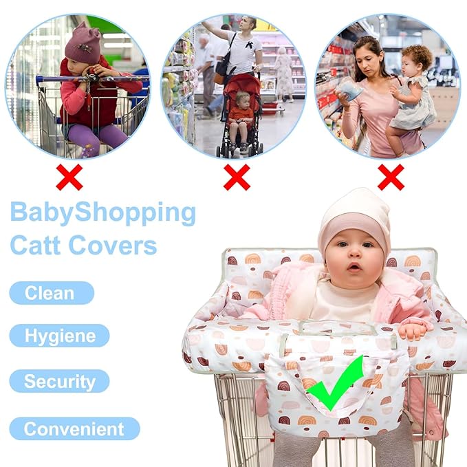 Shopping Cart Cover for Baby 2-in-1 High Chair Cover with Safety Harness Multifunctional Boho Pattern Cart Covers for Babies Soft Padded Grocery Cart Cover for Baby Boy Girl