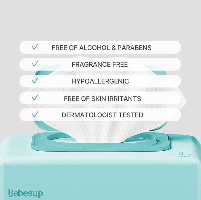 BEBESUP- Korea's #1 Light Baby Wipes - Safe even for Atopic Skin Hypoallergenic Water-Based Unscented Alcohol & Paraben-Free Organic Flip-Top Plant Based Organic Baby Wipes (640 Count 8 Packs)