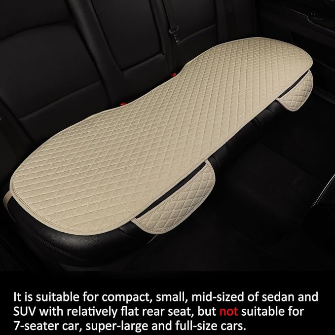 West Llama Linen Car Seat Covers,Bottom Seat Covers for Cars Include 1 Pair Front Driver Seat Pad Mat and 1 Rear Bench Cover for SUVs,Cars,Sedans(3Piece-Beige)