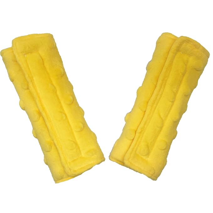 Baby Car Seat Neck Cover, Car Seat Strap Cover, Seat Belt Cushions Pads, Shoulder Strap Protectors, Reversible Pram Harness Covers in Minky Yellow, Baby Neck Pad Protector
