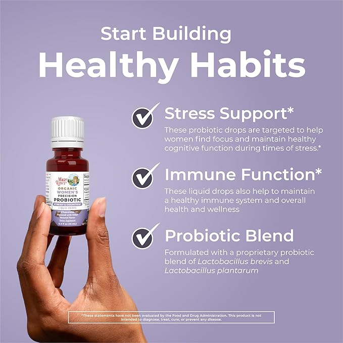 MaryRuth Organics USDA Organic Stress & Cognition Probiotics for Women | Focus Supplement | Support Calm | Stress Relief Supplement | Womens Probiotic | Gut Health for Women | Vegan | 30 Servings