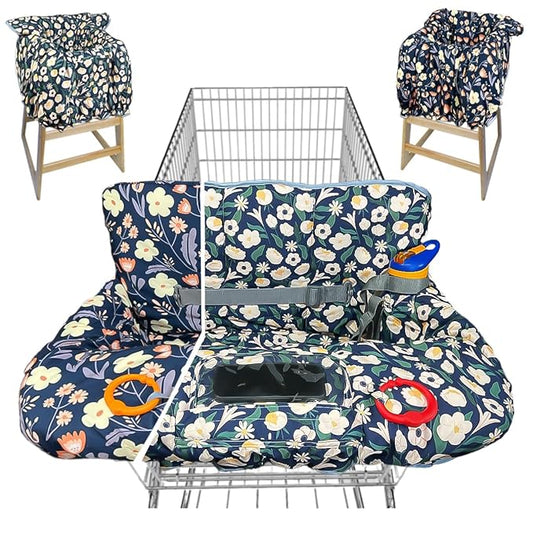 Shopping Cart Cover for Baby Grocery Cart Cover for Baby boy and Baby Girl, High Chair Cover for Baby and Toddler, Baby Registry Gift - Waterproof - Extra Large - Cotton - Double Sided (Green)
