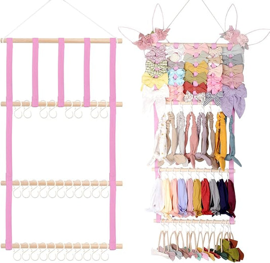 POVETIRE Headband Holder Hair Bows Organizer for Girls, Baby Headbands Hair Accessories Organizer Storage Wall Hanging Decor for Toddler Girls Room
