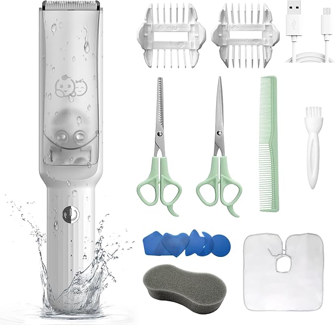 Baby Hair Clippers Set, Ultra Quiet Hair Trimmer with Vacuum for Infant, Toddler and Kids, Waterproof & Rechargeable Cordless Hair Cutter, Including Hair Cutting Scissors and Comb