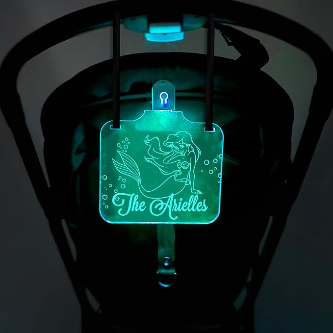 Personalized Night Light Stroller Name Tag, Mouse Ears Sign, Light up Family Stroller Sign for Theme Parks, Amusement Park Family Sign (Style 15)