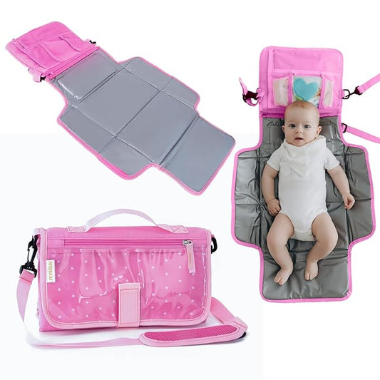 Usakinon® Portable Diaper Changing Pad – Newborn Essentials, CPC Certified, Travel Diaper Clutch & Waterproof Changing Station, Lightweight & Foldable, Touchscreen-Friendly