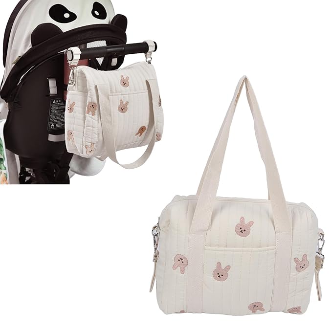 Fafeicy Universal Stroller Organizer, Multifunctional Baby Stroller Storage Bag Baby Stroller Bag Reusable Handbag Nappy Bag (Rabbit Bag)