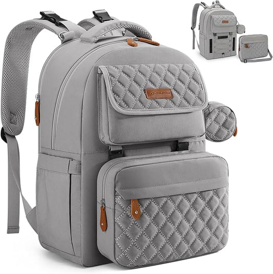 Maelstrom Large Diaper Bag,29L-45L Expandable Diaper Bag Backpack for 2 Kids/Twins, with Removable Cross Body Bottle Bag for Mom/Dad,Stylish Baby Bag Gift for Boys/Girl-Mothers Day Gifts-Grey