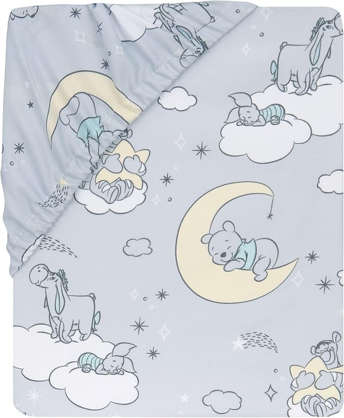 Lambs & Ivy Disney Baby Cozy Friends Winnie The Pooh Gray Fitted Crib Sheet