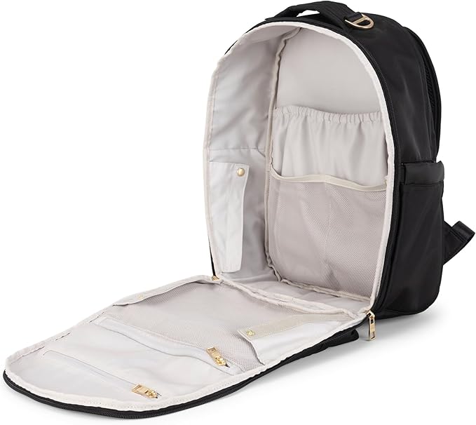 JuJuBe New Classic Diaper Bag Backpack with Portable Changing Pad, Stroller Straps, Large Travel Backpack for Boy or Girl, Carrying Baby Bottles, Wipes, Diapers, Pacifiers, Black, Mothers Day GIft