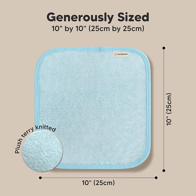 6-Pack Soft Baby Washcloths, Viscose from Bamboo - Kids, Newborn Bath Towels, Infant Shower, Toddler Reusable Face Towel, Gentle on Skin, Face Wash Cloths for Babies, 10x10 (Bravo Blue)