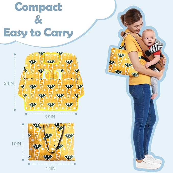 Shopping Cart Cover for Baby Girl Boy 2-in-1 High Chair Water Resistant High Chair Cover Yellow Carrots Gender Neutral Cart Cover for Babies Padded Grocery Cart Cover for Baby