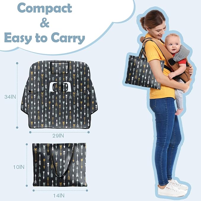 Shopping Cart Cover for Baby Girl Boy 2-in-1 High Chair Water Resistant High Chair Cover Dark Aray Arrow Gender Neutral Cart Cover for Babies Padded Grocery Cart Cover for Baby