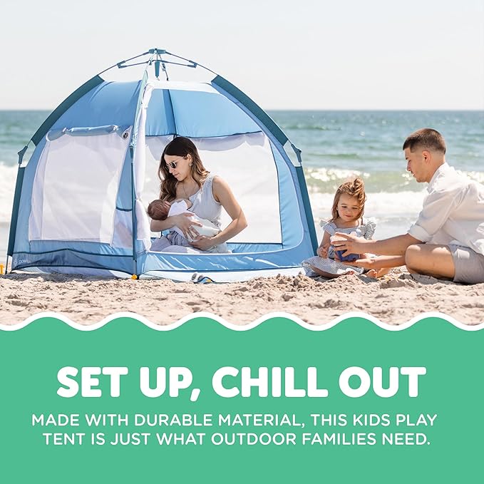 Baby Delight Go with Me Villa Portable Tent and Playard | Kids Tent and Playhouse | Indoor and Outdoor | Blue Wave