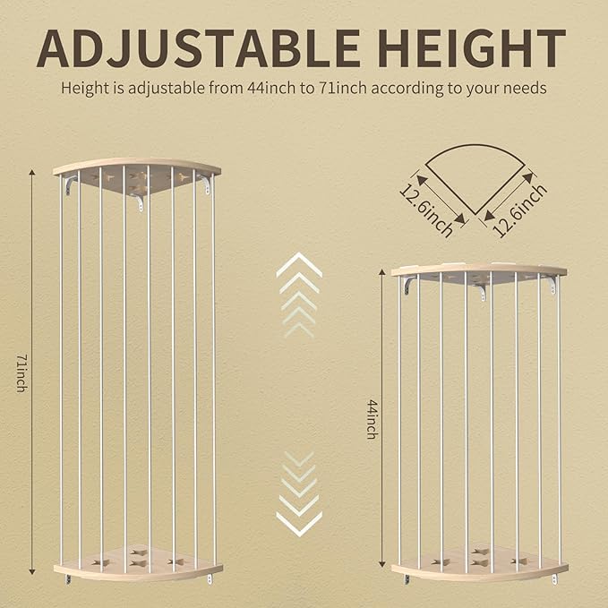 Stuffed Animal Storage Wood Corner Plush Toys Holder with Star Pattern, Length Adjustable Hanging Stuffed Animal Toy Organizer Shelf for Nursery Play Room Bedroom Kid Room