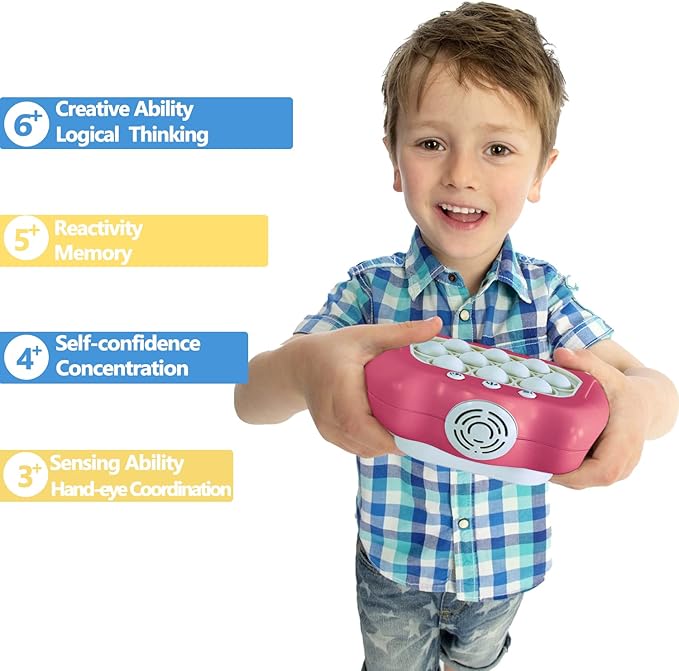 Pop The Target! Handheld Speed Push Game Machine: A Fun Multiplayer Game for Family. Sensory Fidget Toy Christmas Toys Gifts for 6 7 8 9 10 11 12 Years Old Kids Road Trip Car Games Kids Pink