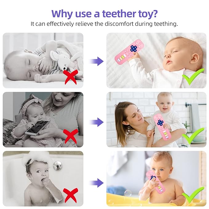 Chuya Silicone Remote Teethers Baby Teething Toys, TV Remote Teether for 0-6-12-18 Months Babies Infant Toddlers Baby Teething Relief Chew Toys BPA Free