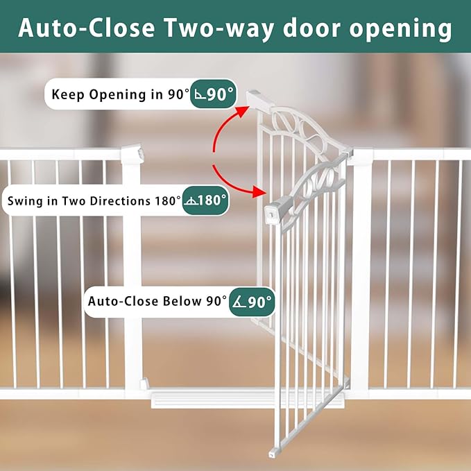 Fairy Baby 57.1"-59.8" Extra Wide Press Mounted Baby Gate Indoor for Kids Or Pets Walk Thru No Drill Long Dog Gates for The House Doorway Child Safety Gate