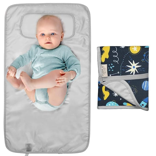 HAMUR HOME Portable Baby Changing Pad – Waterproof, Foldable & Lightweight Travel Mat – Soft & Machine Washable Diaper Changer – Compact & Durable (Space)