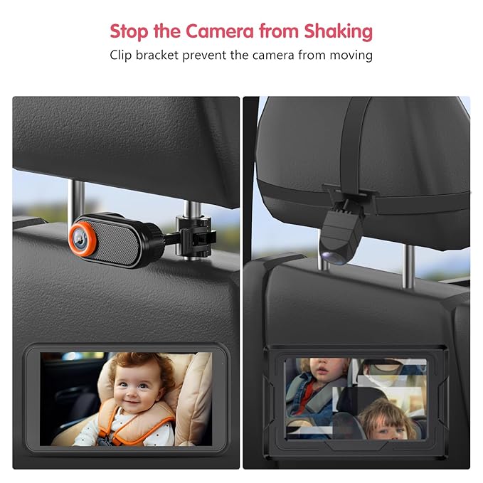 BM3 Baby Car Camera, 5.2" 1080P with Video Recording & TF Card, Back Seat Camera with 3X Zoom, 360° Rotation, Easy Installation Baby & Pet Car Monitor