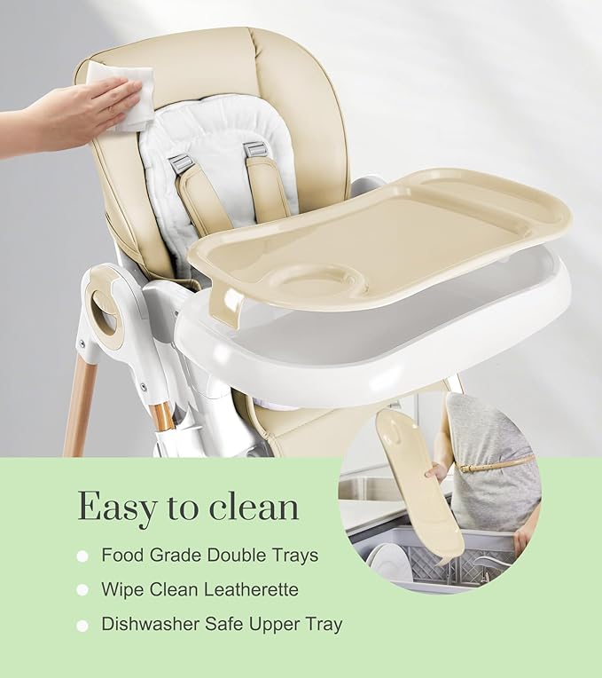 Mallify Convertible High Chairs for Babies and Toddlers, Height Adjustable Baby High Chair, High Chair with Removable Tray, Adjustable Backrest, Portable Baby Dinning Chair with Lockable Wheels