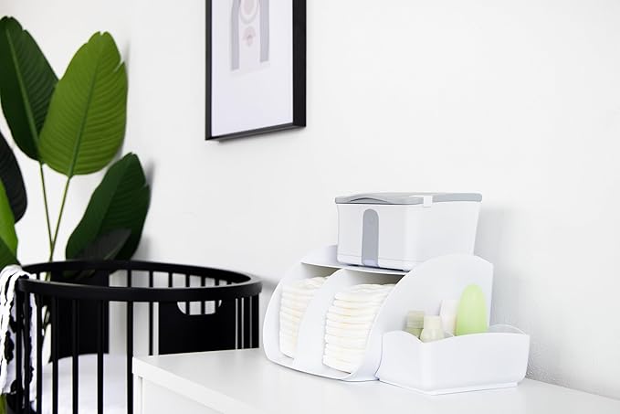 Ubbi Tabletop Diaper Caddy, Diaper Storage, Caddy Organizer, Stores Baby Diapers, Wipes & Baby Accessories, White