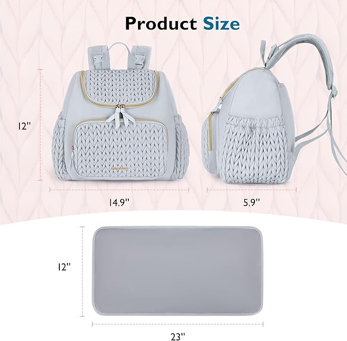 mommore Diaper Bag Small Diaper Backpack Stylish Baby Travel Backpacks with Insulated Pockets, Changing Pad, Stroller Straps