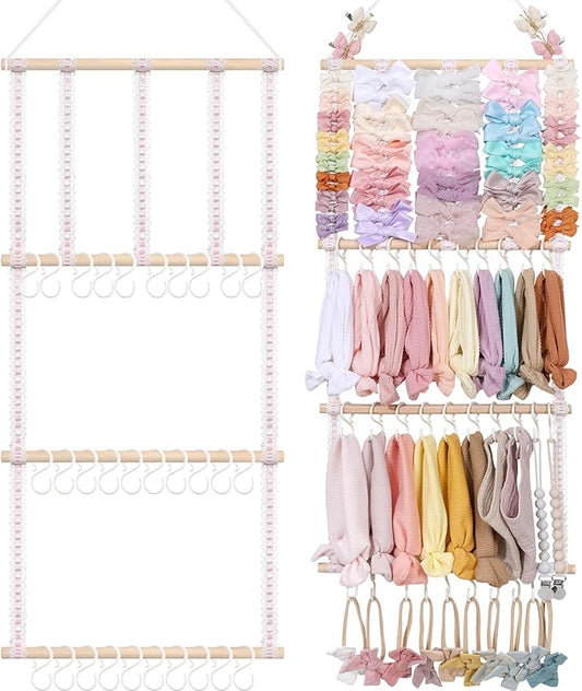POVETIRE Headband Holder Hair Bows Organizer for Girls, Baby Headbands Hair Accessories Organizer Storage Wall Hanging Decor for Toddler Girls Room