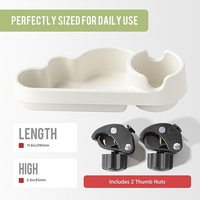 Li & Zhao Universal Stroller Snack Tray Attachment - Universal Snack Tray for Cloud Cup Holder Tray Stroller Tray Attachment Plastic Accessories for Baby,Toddler(Beige)