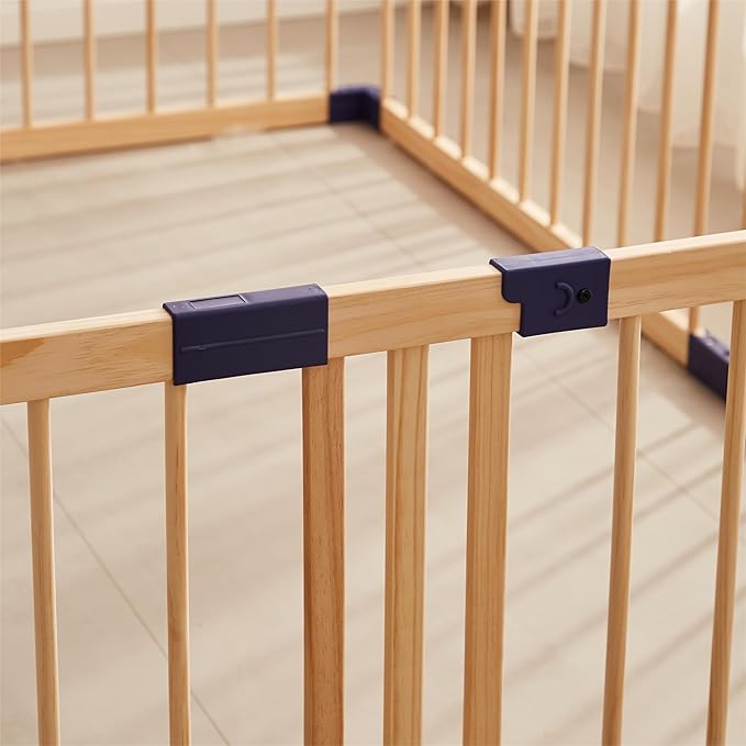 Playpen for Babies and Toddlers,Baby Playpen Fence Yard Wood,Wooden Baby Playpen for Babies and Toddlers,Wooden Baby Play Fence Yard Play Area (140X200)