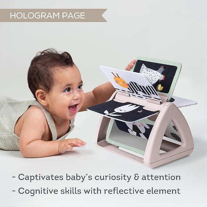 Taf Toys Black & White Rattling Spinning Book High Contrast Newborn Baby Toy 0-6 6-12 Months with Mirror for Visual Stimulation, Tummy Time & Early Cognitive Development, Montessori Learning Activity