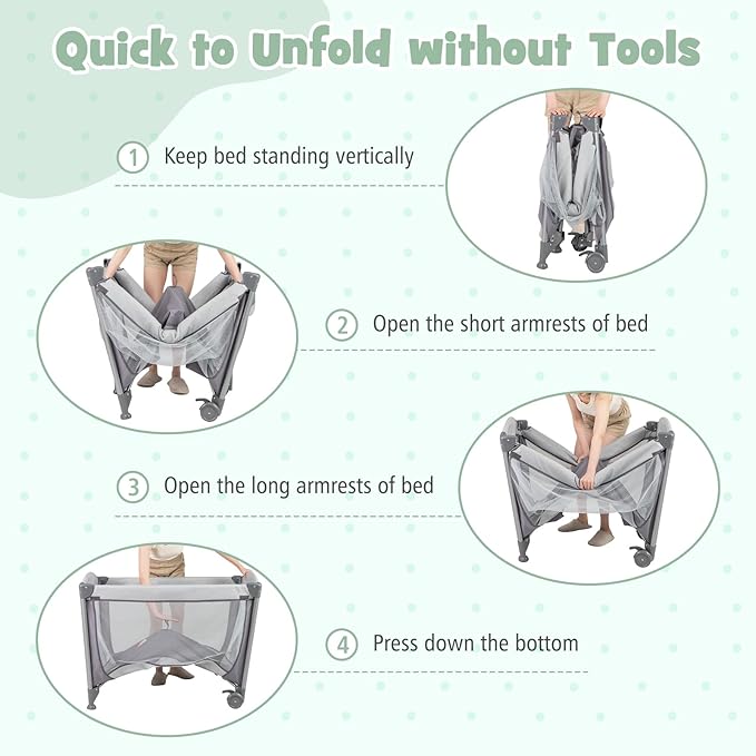 HONEY JOY Pack and Play with Bassinet, 5 in 1 Portable Baby Playard w/Changing Table, Removable Infant Full-Size Bassinet & Mattress, Diaper Storage Bag, Foldable Newborn Nursery Center w/Carry Bag