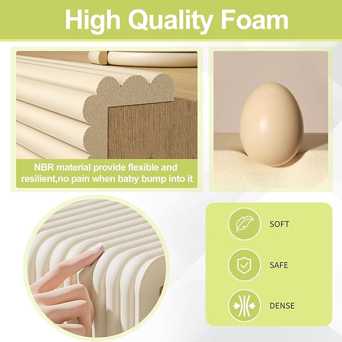 Baby Proofing Wall Corner Protector,Edge Guard Corner Protector,6.56ft Thinken Soft Corner Protectors Pre-Taped Soft Rubber Foam Edge Cushion for Furniture (Coffee Brown, 6.56Ft x 11.8" W x 0.47" Th)