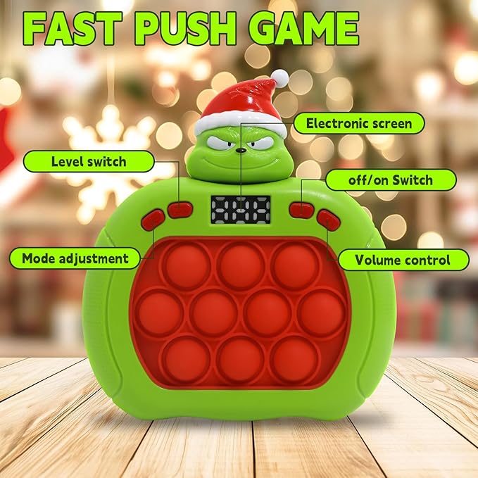 Quick Push Bubble Game,POP Toy Fast Push Game,Quick Push Pop Fidget Toys for Kids 3-12 Years Old,6 Game Mode Upgrades,Handheld Puzzle Games for Halloween and Christmas,Sensory Toys (Yellow Duck)