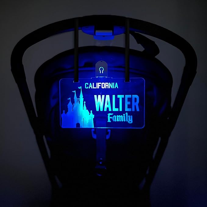 Personalized Night Light Stroller Name Tag, Mouse Ears Sign, Light up Family Stroller Sign for Theme Parks, Amusement Park Family Sign (Style 1)