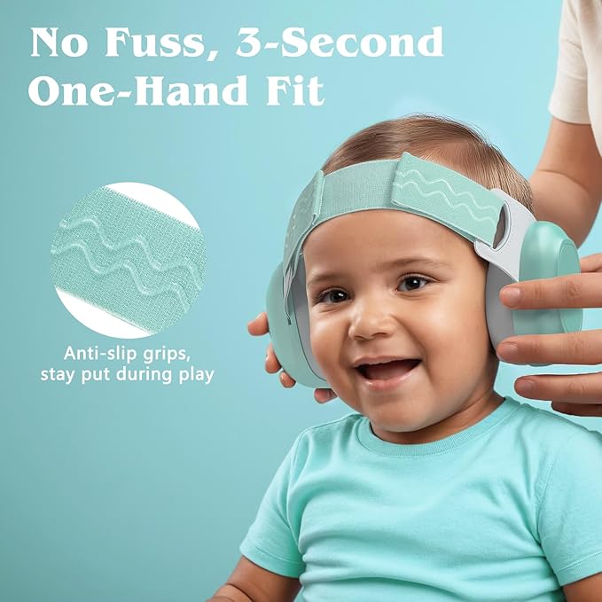 Bella's Friends Baby Ear Protection for Infants&Toddlers(3–48 Months) - Lightweight 24dB Noise Cancelling Headphones - Safe fit & Comfort Earmuffs - Improve Sleep - Baby Travel Essential, Sage Green