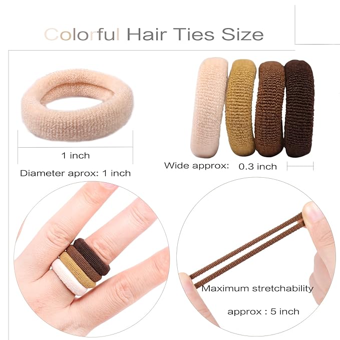 WillingTee Baby Hair Ties,300PCS Nylon Toddler Hair Ties for Girls, Kids Seamless Hair Bands, Girls Elastic Ponytail Holders,Brown