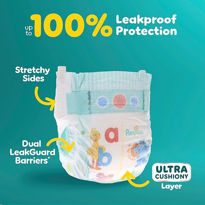 Pampers Diapers - Baby Dry - Size 1, 204 Count, Absorbent Disposable Infant Diaper (Packaging May Vary)