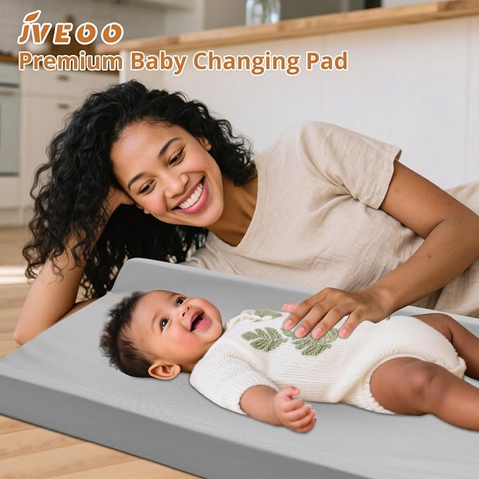Vegan Leather Baby Changing Pad, Waterproof & Wipeable Soft Diaper Changing Mat 32" x 16.6" Comfortable Infant Changing Station for Dresser & Table