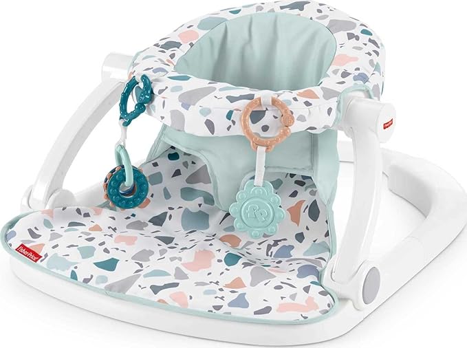 Fisher-Price Portable Baby Chair Sit-Me-Up Floor Seat With Developmental Toys & Machine Washable Seat Pad, Pacific Pebble