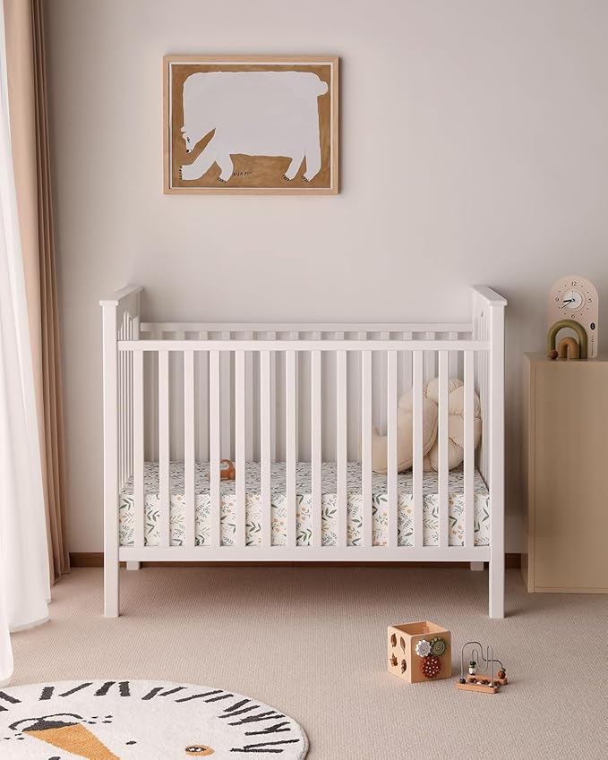 Yoofoss Baby Crib Sheets 2 Pack for Boys and Girls - 52x28 Fitted Crib Sheet Neutral Fits for Standard Crib and Toddler Mattress, Ultra Soft Breathable Microfiber Green Flower