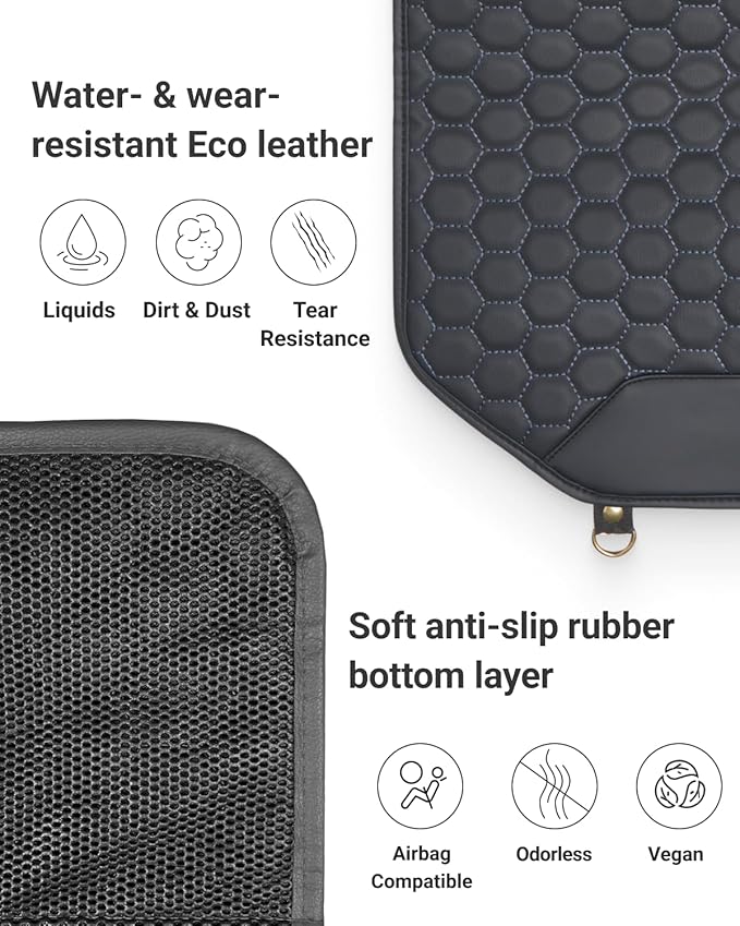 Owleys Premium Leather Car Seat Protector for Child Car Seat Cover from Dirt Scratches - Infant Car Seat Protector for Back Seat/Front Booster Seat Protector Under Baby Car Seat Waterproof 1pc Black