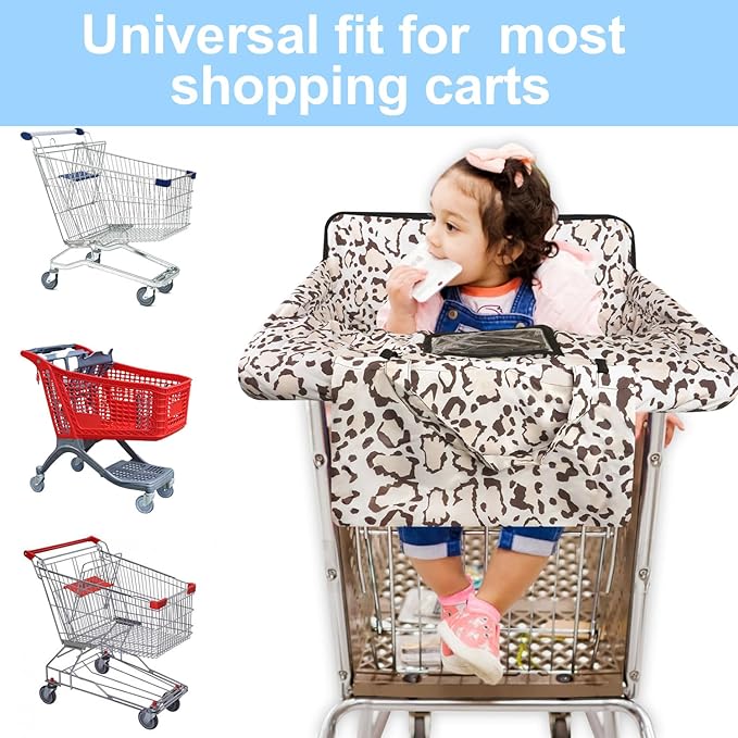 Shopping Cart Cover for Baby 2-in-1 High Chair Cover with Safety Harness Multifunctional Grey Pattern Cart Covers for Babies Soft Padded Grocery Cart Cover for Baby Boy Girl