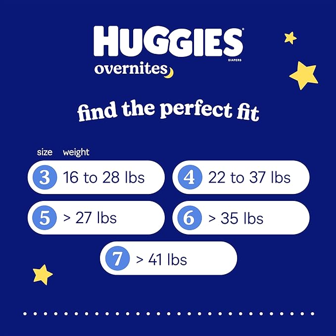 Huggies Overnites Size 4 Overnight Diapers (22-37 lbs), 58 Ct, Packaging May Vary