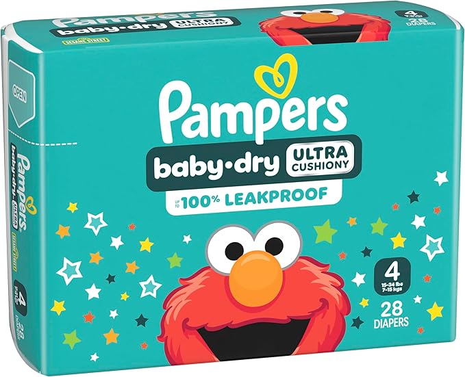 Pampers Diapers - Baby Dry - Size 4, 28 Count, Absorbent Disposable Infant Diaper (Packaging May Vary)
