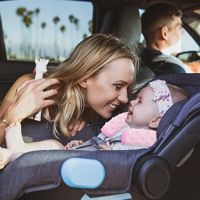 Pro Goleem Car Seat Strap Covers for Babies Girl Soft Car Seat Strap Shoulder Pads for All Car Seats, Stroller, Pushcar, Small Size Designed for Newborn, Pink