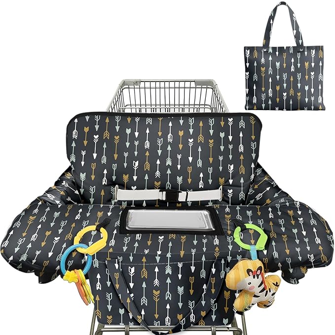 Shopping Cart Cover for Baby Girl Boy 2-in-1 High Chair Water Resistant High Chair Cover Dark Aray Arrow Gender Neutral Cart Cover for Babies Padded Grocery Cart Cover for Baby