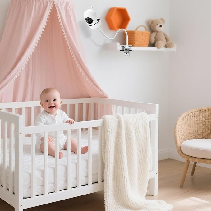 Baby Monitor Mount Compatible with HelloBaby HB65/ HB40/ HB6550/ HB66/ HB6339/ HB6550 Pro, ANMEATE SM935E, Adjustable Baby Monitor Stand Flexible Clip Clamp Mount No Drilling